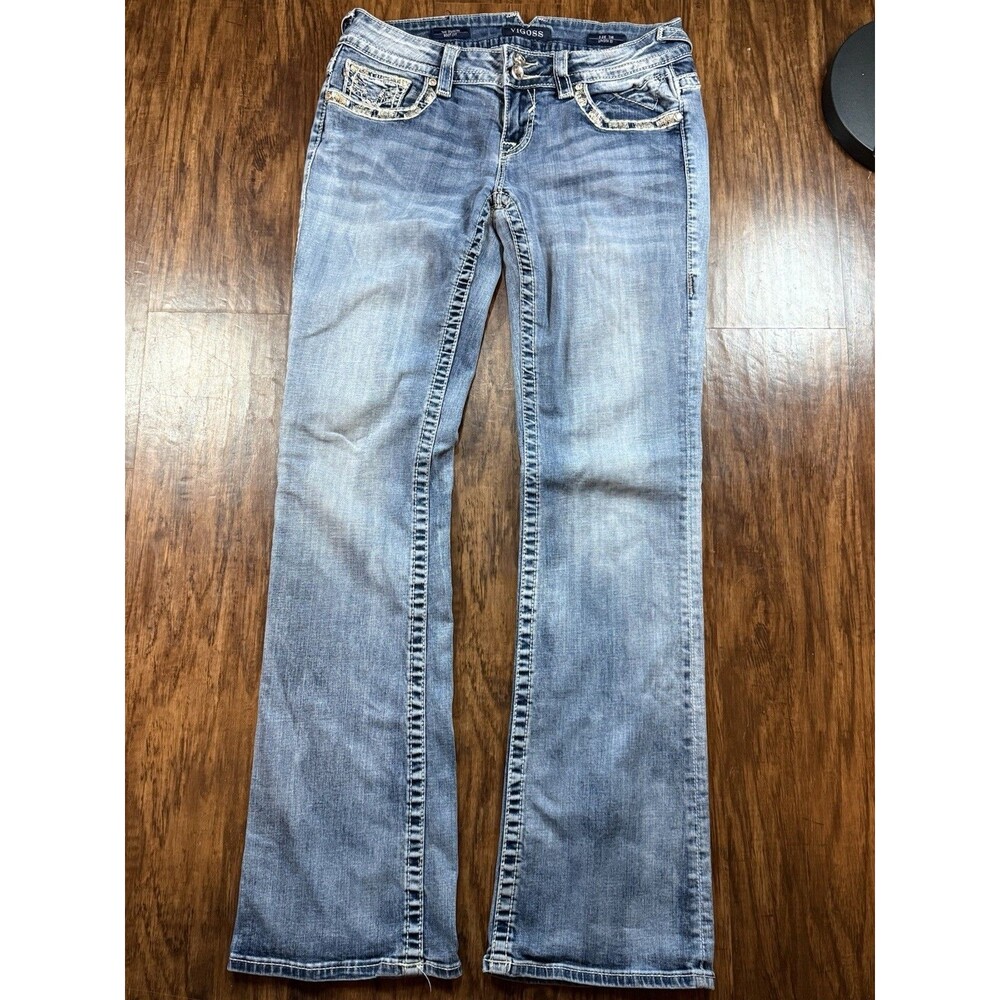 Vigoss Women’s Bootcut Jeans The Dublin Light Wash Blue Size 7/8 Embellished - Picture 2 of 7